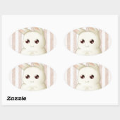 Sticker Ovale Cute Puffy Kawaii Bunny Rabbit (Feuille)