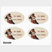 Sticker Ovale Cute Terrier Chien (Feuille)