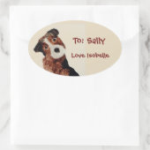 Sticker Ovale Cute Terrier Chien (Sac)