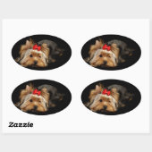 Sticker Ovale Cute yorkie (Feuille)