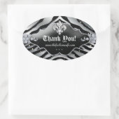 Sticker Ovale Cute Zebra Fleur de lis Parties scintillant Argent (Sac)