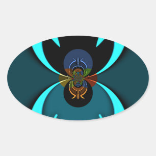 Sticker Ovale Cyan Abstrait Art Print