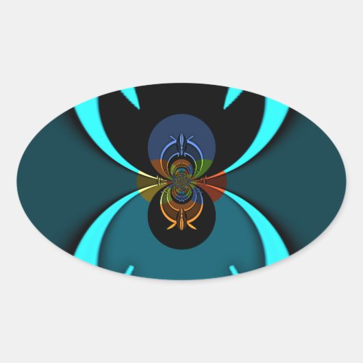 Sticker Ovale Cyan Abstrait Art Print (Devant)