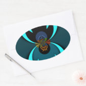 Sticker Ovale Cyan Abstrait Art Print (Enveloppe)