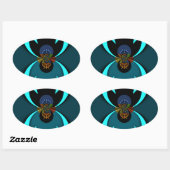 Sticker Ovale Cyan Abstrait Art Print (Feuille)