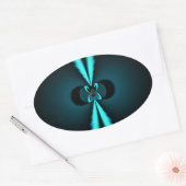 Sticker Ovale Cyan et Black Abstrait Art Print (Enveloppe)