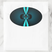 Sticker Ovale Cyan et Black Abstrait Art Print (Sac)