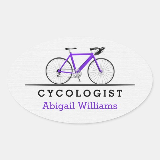 Sticker Ovale Cycologiste de vélo violet (Devant)