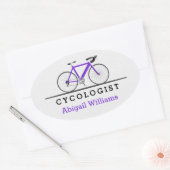 Sticker Ovale Cycologiste de vélo violet (Enveloppe)
