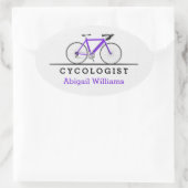 Sticker Ovale Cycologiste de vélo violet (Sac)