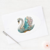 Sticker Ovale Cygne doré Bedazzled cristal diamanté Strass (Enveloppe)