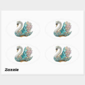 Sticker Ovale Cygne doré Bedazzled cristal diamanté Strass (Feuille)