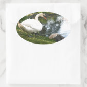 Sticker Ovale Cygne et cygnet (Sac)