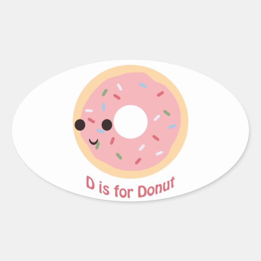 Sticker Ovale D est pour Donut (Devant)
