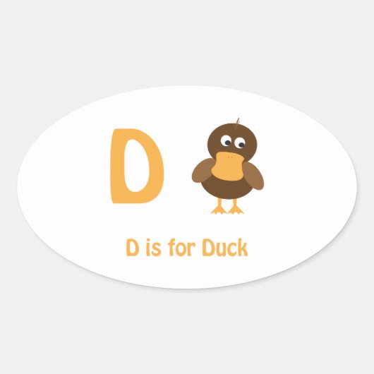 Sticker Ovale D est pour Duck (Devant)