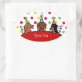 Sticker Ovale Dachshund Caricature pour l'anniversaire (Sac)
