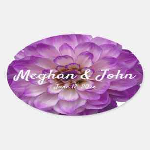 Sticker Ovale Dahlia Purple Lavender Lilac Mariage Floral