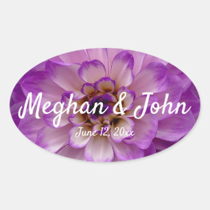 Sticker Ovale Dahlia Purple Lavender Lilac Mariage Floral