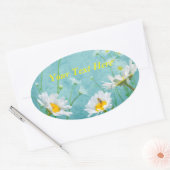 Sticker Ovale Daisies on a blue background (Enveloppe)