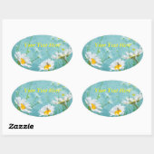 Sticker Ovale Daisies on a blue background (Feuille)