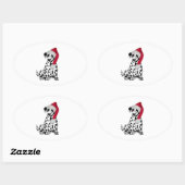 Sticker Ovale Dalmatie de Noël (Feuille)