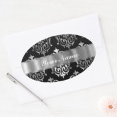 Sticker Ovale Damas noir et argent (Enveloppe)