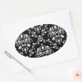 Sticker Ovale Damas noir et blanc (Enveloppe)