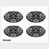 Sticker Ovale Damas noir et blanc (Feuille)
