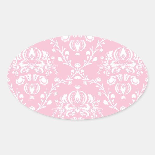 Sticker Ovale Damas rose et blanc (Devant)