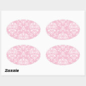 Sticker Ovale Damas rose et blanc (Feuille)