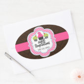 Sticker Ovale Damask Cupcake Bakery (Enveloppe)