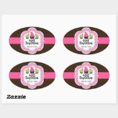 Sticker Ovale Damask Cupcake Bakery (Feuille)