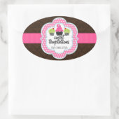 Sticker Ovale Damask Cupcake Bakery (Sac)
