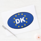 Sticker Ovale Danemark - DK - Union européenne (Enveloppe)