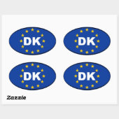 Sticker Ovale Danemark - DK - Union européenne (Feuille)
