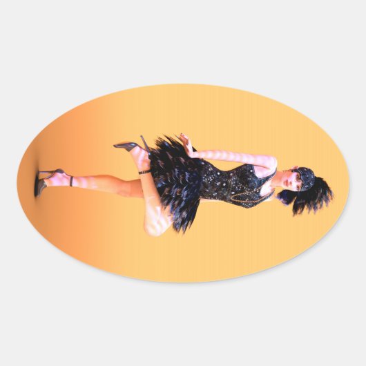 Sticker Ovale Danse Flapper Vintage (Devant)