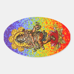 Sticker Ovale DANSER GANESHA couleurs chakren