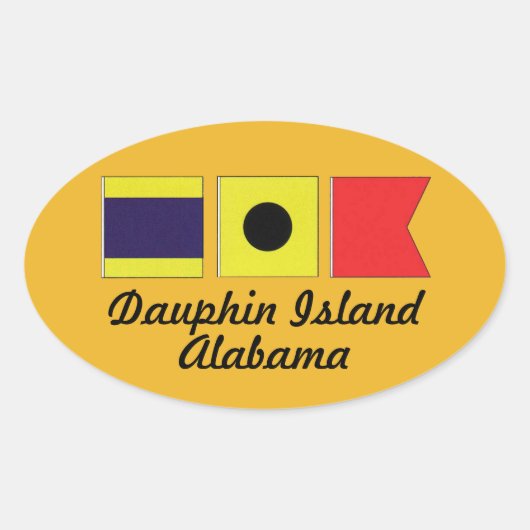 Sticker Ovale Dauphin Island Alabama Signal maritime Drapeau (Devant)