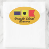 Sticker Ovale Dauphin Island Alabama Signal maritime Drapeau (Sac)