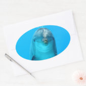 Sticker Ovale Dauphin souriant (Enveloppe)