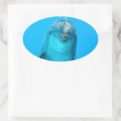 Sticker Ovale Dauphin souriant (Sac)
