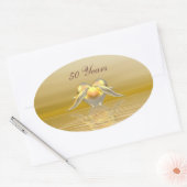 Sticker Ovale Dauphins et Coeur du Golden Anniversaire (Enveloppe)