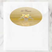 Sticker Ovale Dauphins et Coeur du Golden Anniversaire (Sac)