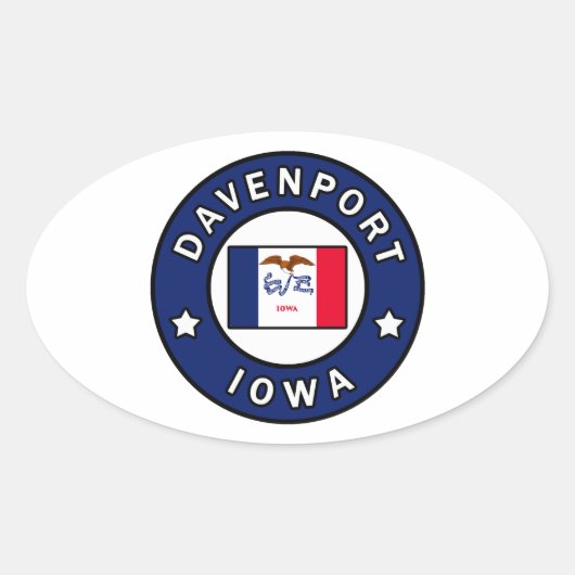 Sticker Ovale Davenport Iowa (Devant)