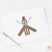 Sticker ovale de cricket/Étiquette (Enveloppe)