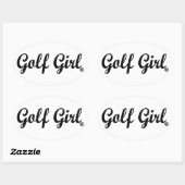 Sticker ovale de la fille de golf (Feuille)