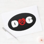 Sticker ovale de l'amour du chien (Enveloppe)