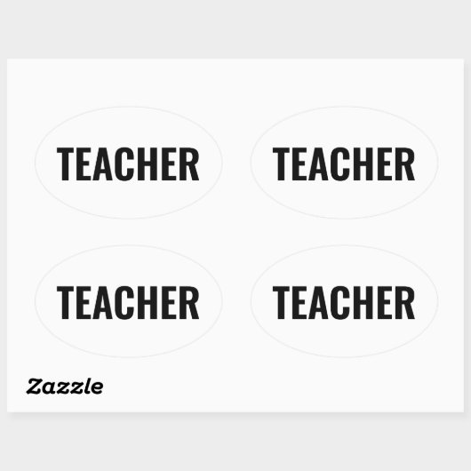 Sticker ovale de texte de l'enseignant en gras pou (Feuille)