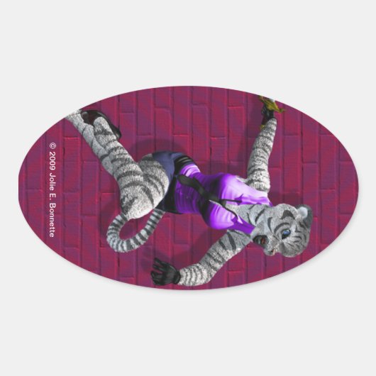 Sticker ovale de Tigre de charge (Devant)