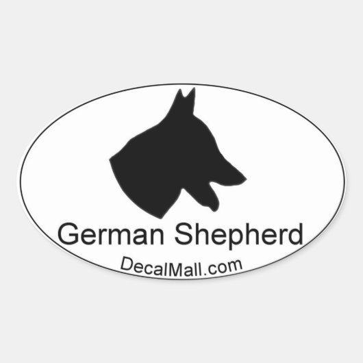 Sticker Ovale Décal de fenêtre Silhouette de berger allemand (Devant)